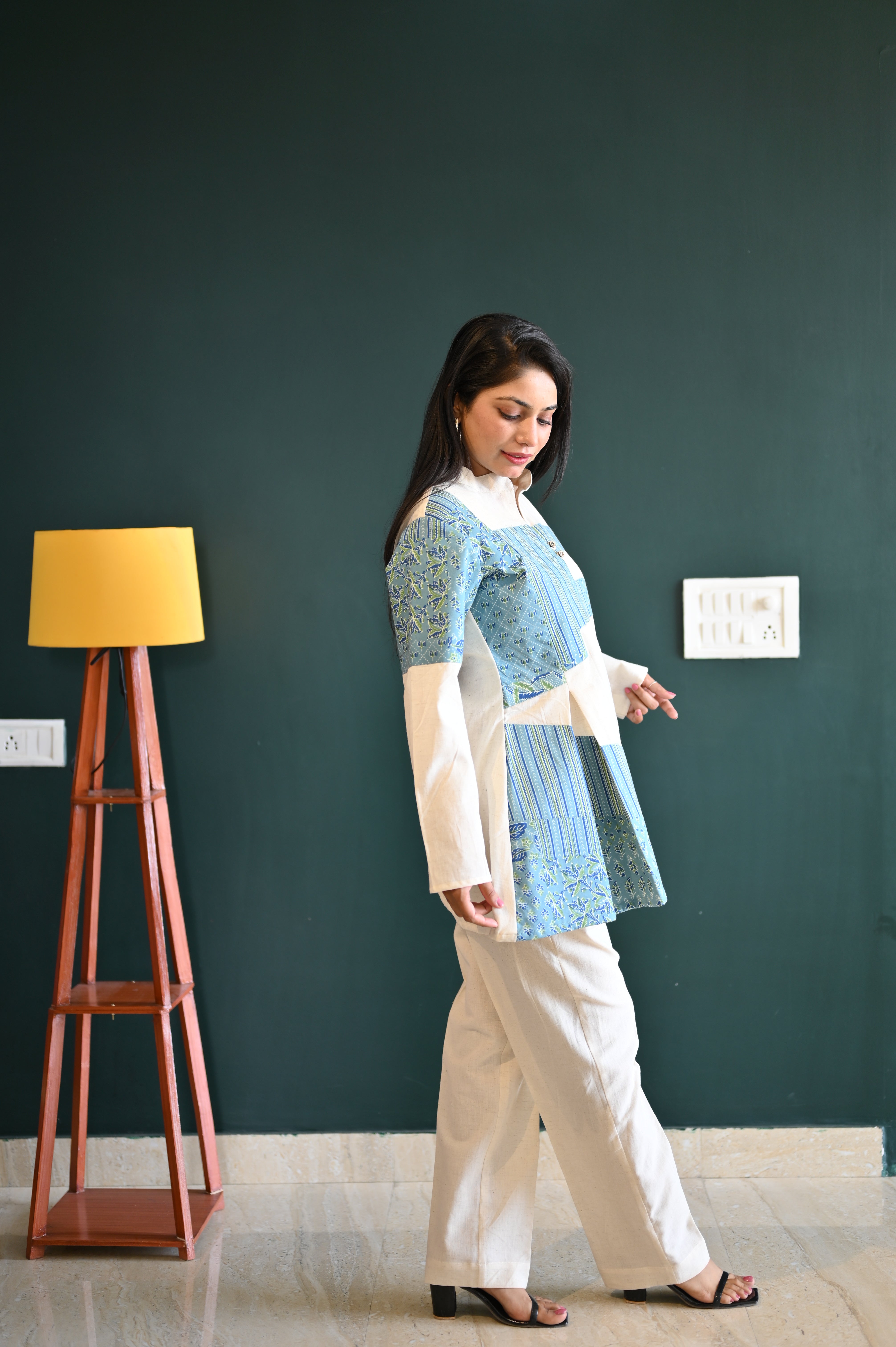 Blue Design Khadi Co-ord Set